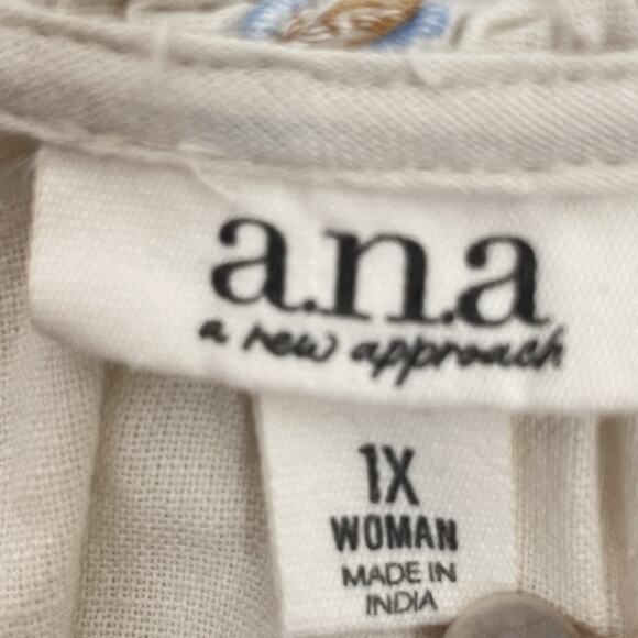 1X Boho Cotton Linen Gauze Top Cream Pintuck Blouse Coastal Cottagecore - Picture 4 of 8